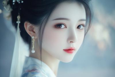 AI绘画	一个中国美少女，精致的五官，精致的妆容，面对镜头