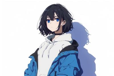 AI绘画	一个穿休闲服的黑色短发女孩