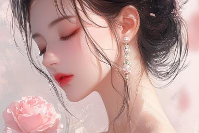 AI绘画	一位极其美丽美丽的中国美少女，她有着黑棕色的齐肩发