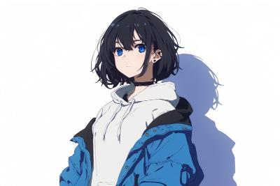 AI绘画	一个穿休闲服的黑色短发女孩