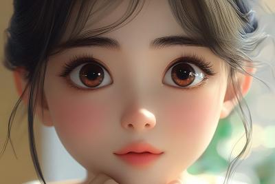 AI绘画	一个18岁的恋爱中的3D韩国女孩头像，特写